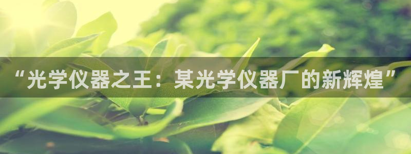 恒行2许74OOO5：“光学仪器之王：某光学仪器厂的新辉煌”