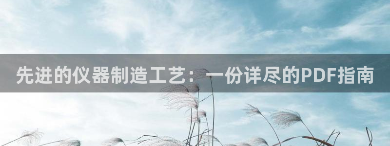 恒行2陈74OOO5：先进的仪器制造工艺：一份详尽的PDF指